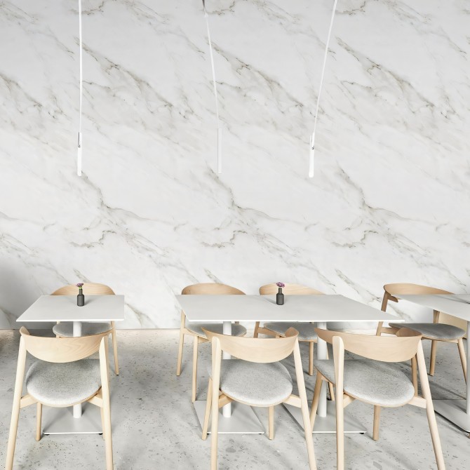  White Carrara marble - washable self-adhesive vinyl commercial premises furniture walls loko loko
