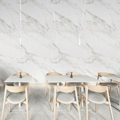 Mármol blanco Carrara - vinilo autoadhesivo opaco lavable locales comerciales muebles paredes loko loko