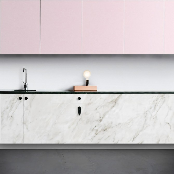 Mármol blanco Carrara - vinilo autoadhesivo opaco lavable cocinas frentes copetes puertas muebles paredes loko loko