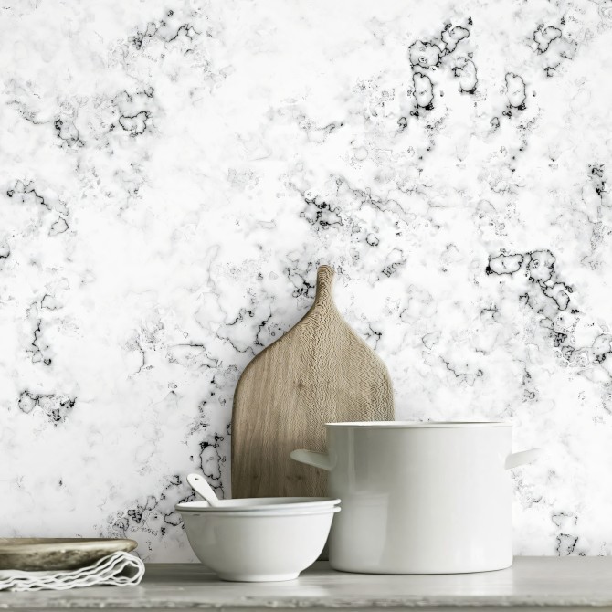 White Marble 2 - washable opaque self-adhesive vinyl for furniture walls floors kitchens toilets lokoloko