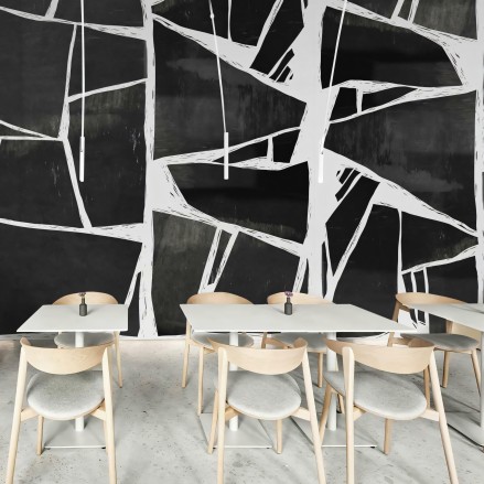 Mural Abstracción - vinilo autoadhesivo opaco lavable laminado para paredes comedores locales loko loko