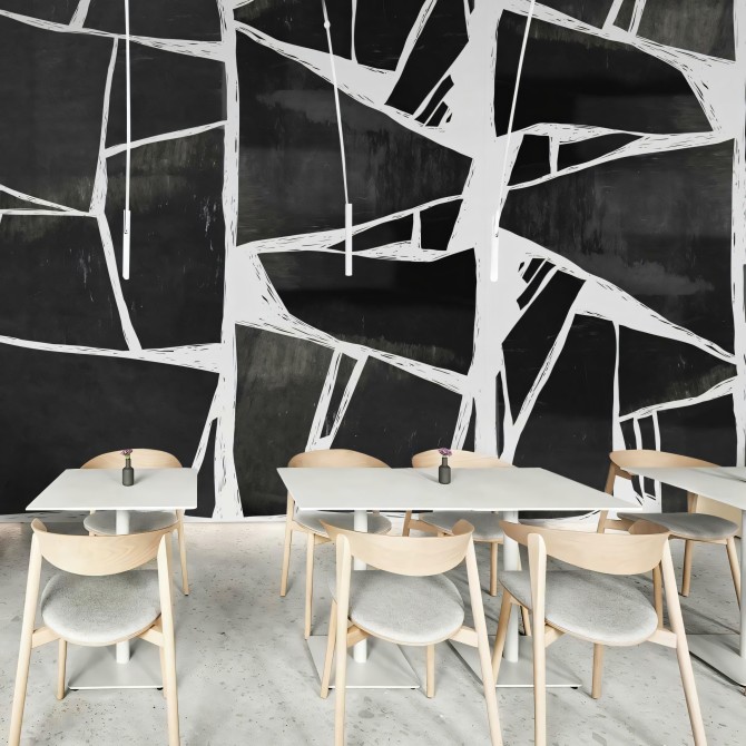 Mural Abstracción - vinilo autoadhesivo opaco lavable laminado para paredes comedores locales loko loko