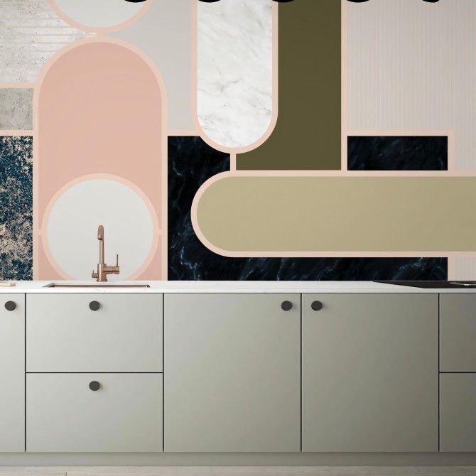 Memphis Boreal - vinilo autoadhesivo opaco lavable cocinas frentes muebles puertas