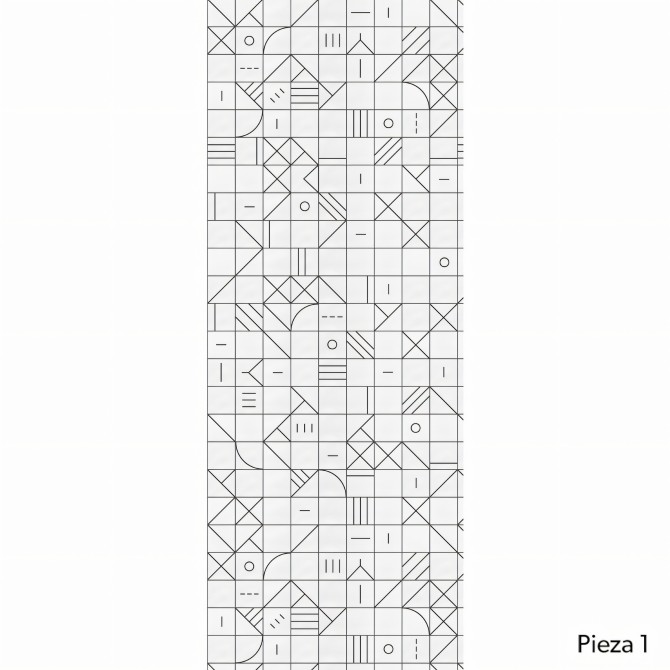 Bauhaus geometry black tiles - ECO Wall Paper self-adhesive free pvc ecological. Hall, living, bedroom