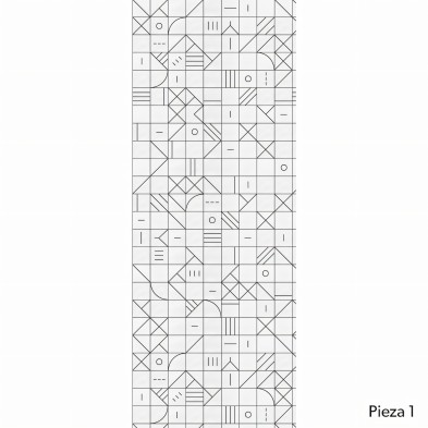 Azulejos geometría bauhaus negro - Papel pintado autoadhesivo sin pvc ecologico para recibidores, salones o dormitorios