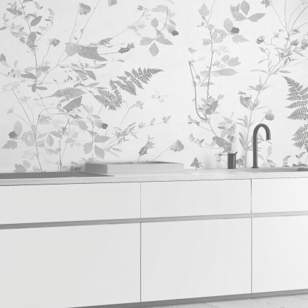 Tempus natural - Mural de vinilo lavable autoadhesivo para paredes azulejos gotele frente de cocina o copete flores beige