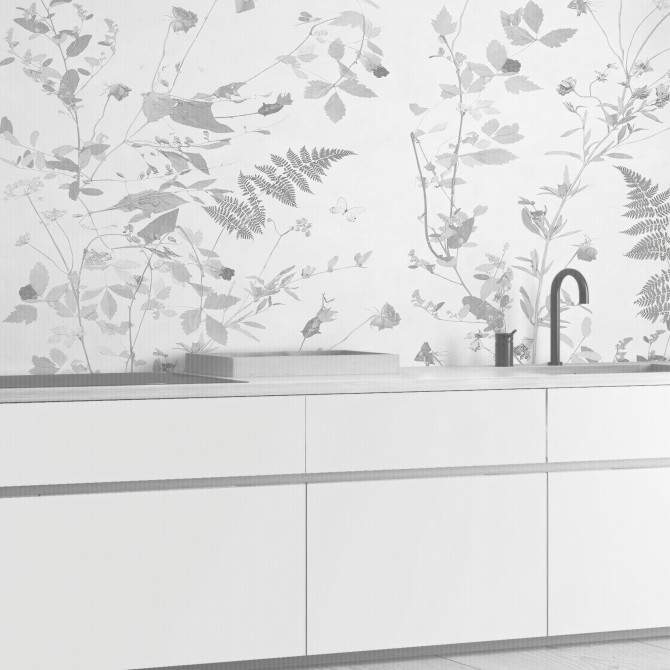 Tempus natural - Mural de vinilo lavable autoadhesivo para paredes azulejos gotele frente de cocina o copete flores beige