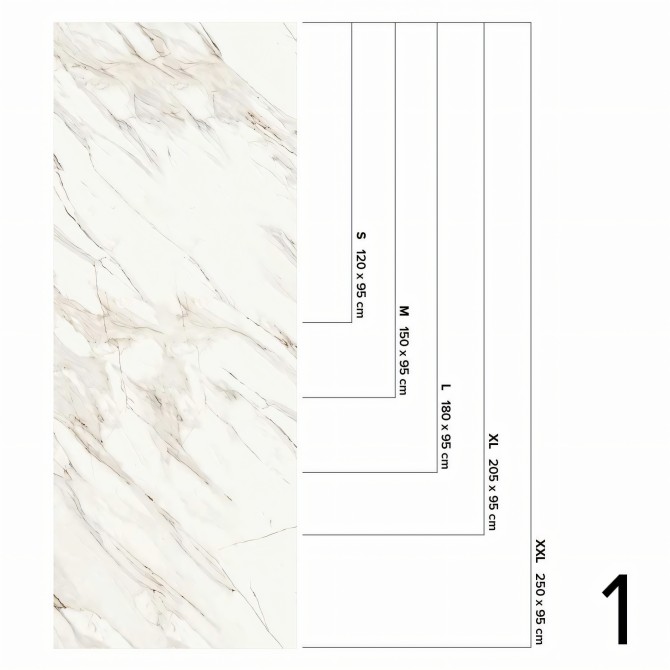 Mármol Calacatta Oro - Medidas del vinilo Lokoloko, lavable y autoadhesivo para paredes, muebles y suelos. En blancos y tierra.