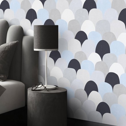 Bluish fish scales - Geometric Washable Self Adhesive Vinyl for Walls Headboards Bedrooms Wardrobes Doors Furniture Floors