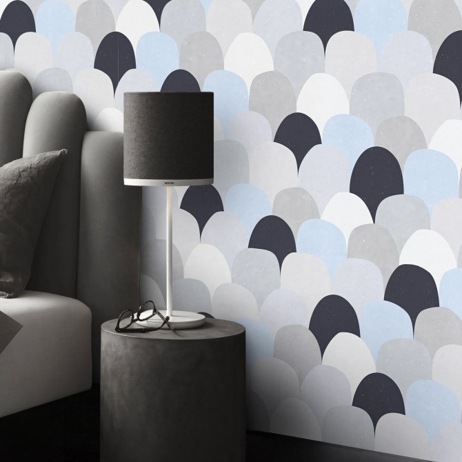Bluish fish scales - Geometric Washable Self Adhesive Vinyl for Walls Headboards Bedrooms Wardrobes Doors Furniture Floors