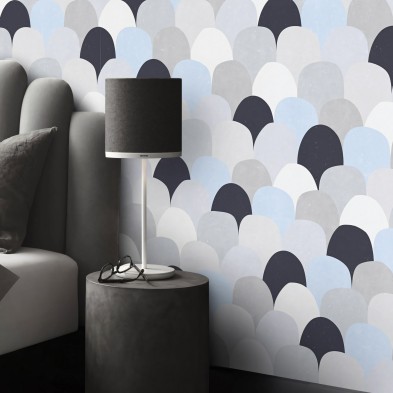 Bluish fish scales - Geometric Washable Self Adhesive Vinyl for Walls Headboards Bedrooms Wardrobes Doors Furniture Floors