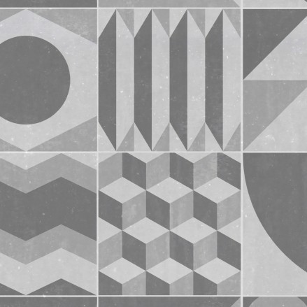 Geometría vintage clara. Vinilo lavable texturizado, tintas ecologicas, resistente al agua, antibacterias para paredes de baños.