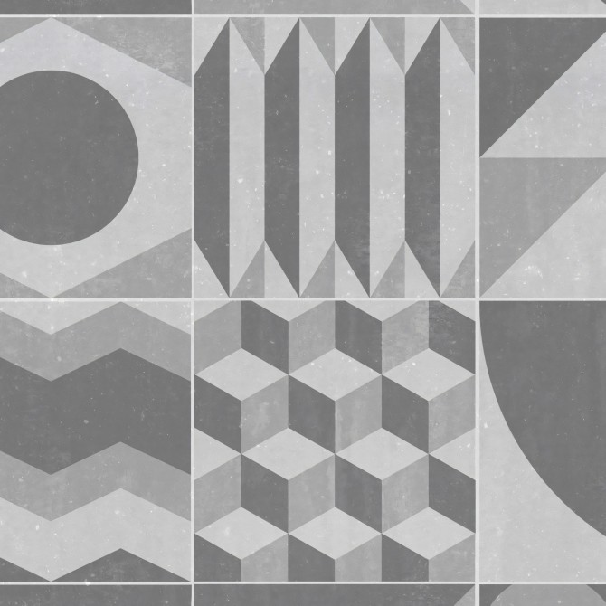 Geometría vintage clara. Vinilo lavable texturizado, tintas ecologicas, resistente al agua, para forrar muebles y paredes.