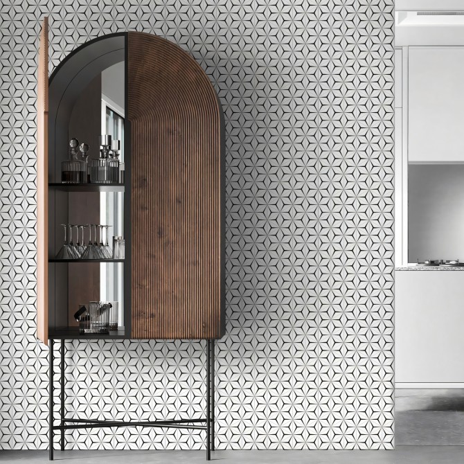 Hexágonos Abstractos 2 vinilo autoadhesivo lavable para muebles paredes suelos moderno  lokoloko