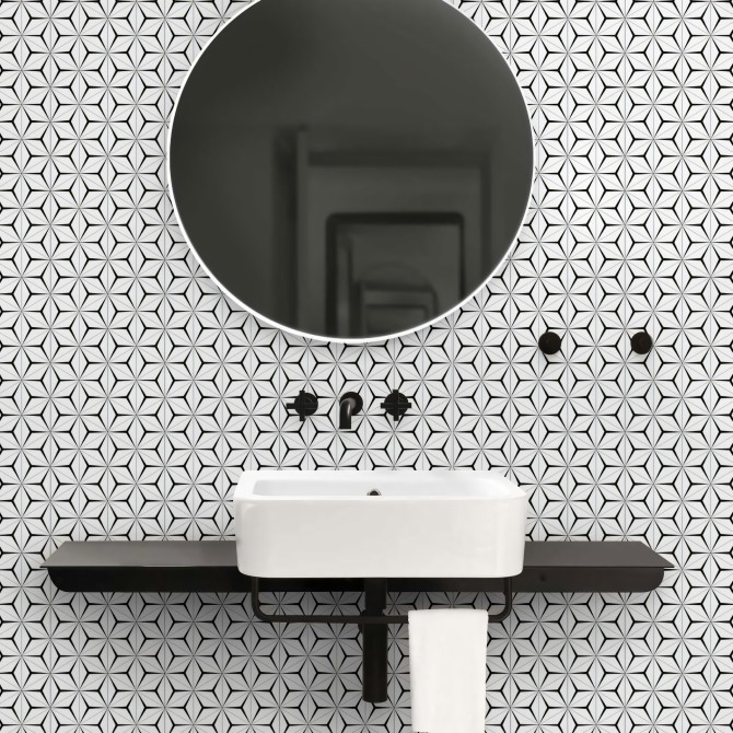 Abstract Hexagons 2 washable self-adhesive vinyl for furniture walls floors modern lokoloko
