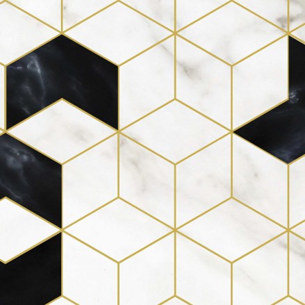 Art Deco Hexagons. Washable, texture vinyl, eco-friendly inks, opaque, antibacterial for hall walls. Lokoloko