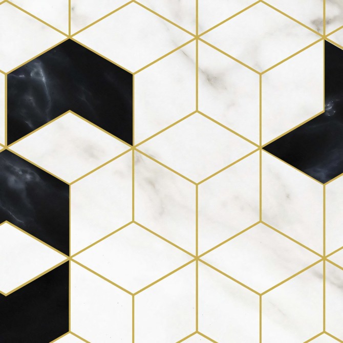 Art Deco hexagons washable. Washable texture self-adhesive vinyl for furniture & walls. Lokoloko