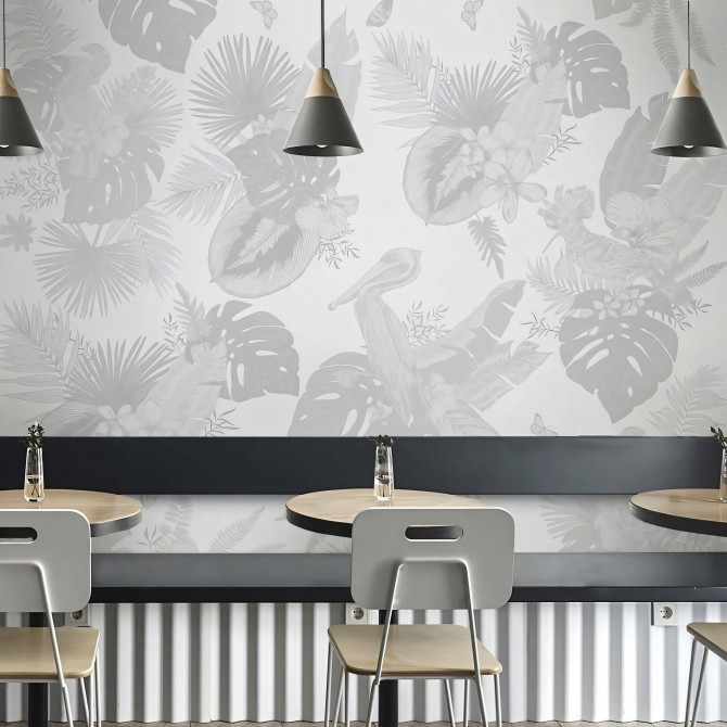 Miami Birds b/n vinilo autoadhesivo lavable para muebles paredes cafeterias pubs bares lokoloko comercios