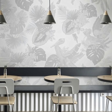 Miami Birds b/n vinilo autoadhesivo lavable para muebles paredes cafeterias pubs bares lokoloko comercios