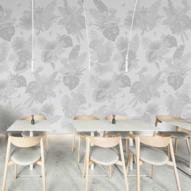 Miami Birds b/n vinilo autoadhesivo lavable para muebles paredes cafeterias pubs bares lokoloko comercios