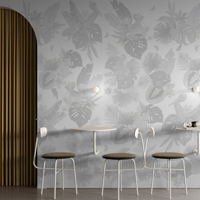 Miami Birds b/n vinilo autoadhesivo lavable para muebles paredes cafeterias pubs bares lokoloko comercios