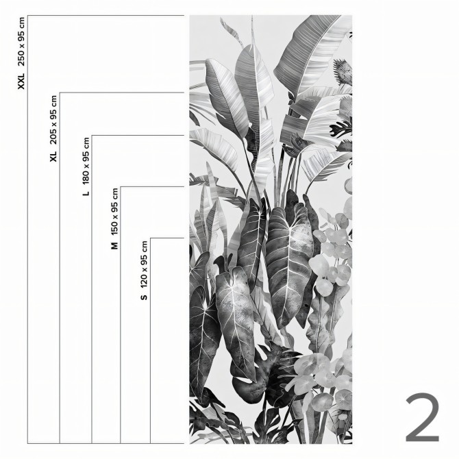 Tropicalia blanco y negro - Pieza 2 - Mural de vinilo autoadhesivo lavable para forrar paredes