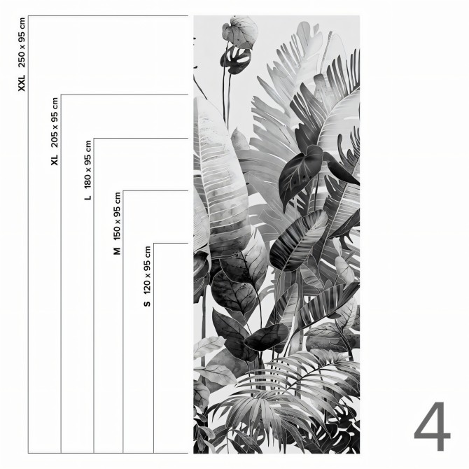 Tropicalia blanco y negro - Pieza 4 - Mural de vinilo autoadhesivo lavable para forrar paredes