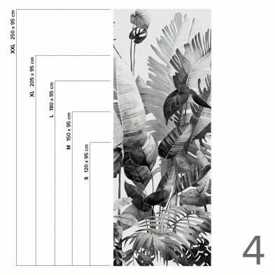 Tropicalia blanco y negro - Pieza 4 - Mural de vinilo autoadhesivo lavable para forrar paredes