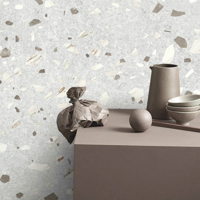 Terrazo Mármol Calacatta - papel autoadhesivo sinpvc eco para decorar paredes pasillos minimalista japandi lokoloko