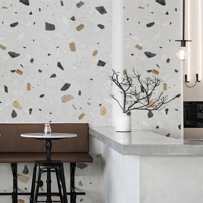 Terrazo Pesaro - Papel pintado pared autoadhesivo ecologico sinPVC para salones dormitorios recibidores pasillos lokoloko