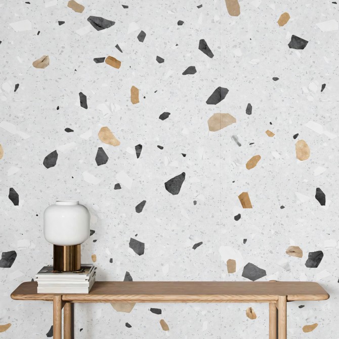 Terrazo Pesaro - Papel pintado pared autoadhesivo ecologico sinPVC para salones dormitorios recibidores pasillos lokoloko