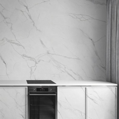 White Marble Calacatta - washable opaque self-adhesive vinyl for walls tiles, furniture and floor bathroom and kitchen Lokoloko
