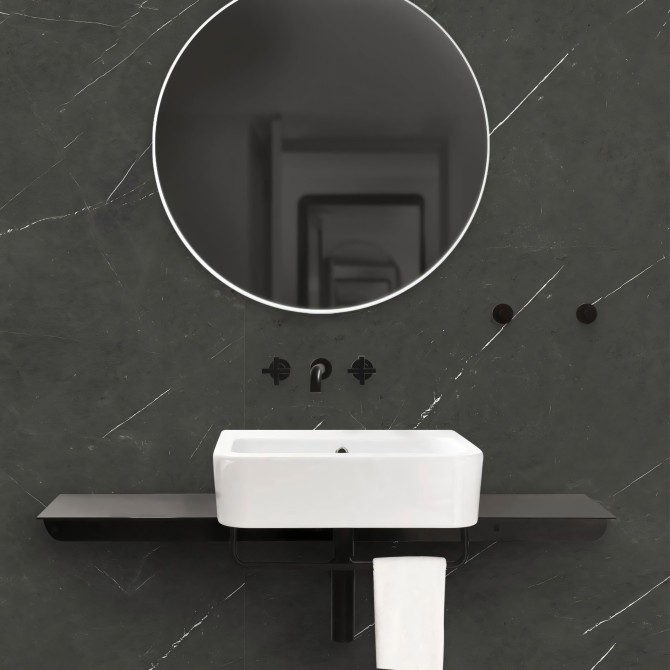 Mármol Nero - vinilo lavable autoadhesivo paredes muebles baños aseos dromitorio cocinasgris oscuro clasico lokoloko