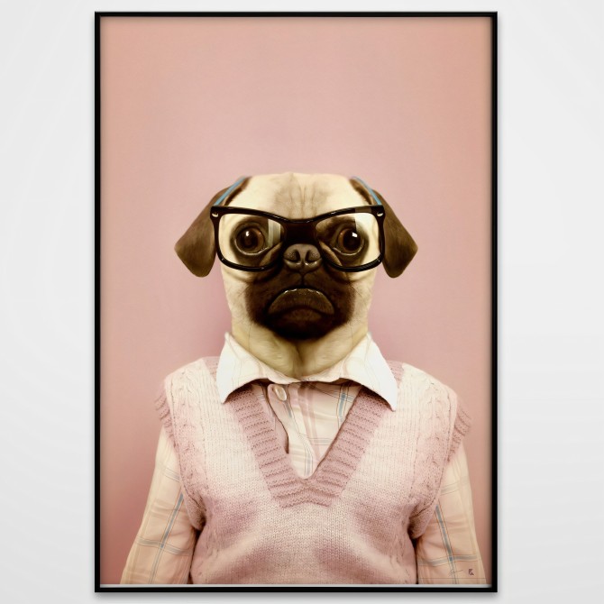 Pug Model-poster-washable-for-exterior-interior-dog-decoration-fun-original-modern-style-lokoloko
