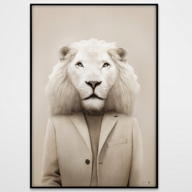 Modelo León Albino-poster-lavable-para-exterior-interior-perro-decoracion-divertida-original-estilo-moderno-lokoloko