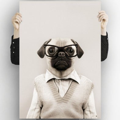 Modelo Pug Light-poster-lavable-para-exterior-interior-perro-decoracion-divertida-original-estilo-moderno-lokoloko