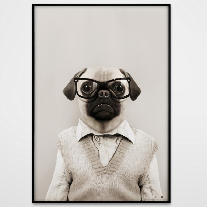 Light Pug Model-washable-poster-for-exterior-interior-dog-decoration-fun-original-modern-style-lokoloko
