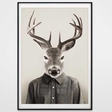 Modelo Ciervo-poster-lavable-para-interior-exterior-moderno-animal-vestido-lokoloko