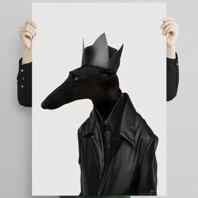 Galgo Black Rockposter-lavable-eco-para-interior-exterior-estilo-minimalista-moderno-perro-galgo-lokoloko