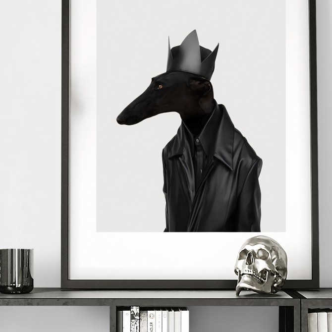 Galgo Black Rockposter-lavable-eco-para-interior-exterior-estilo-minimalista-moderno-perro-galgo-lokoloko