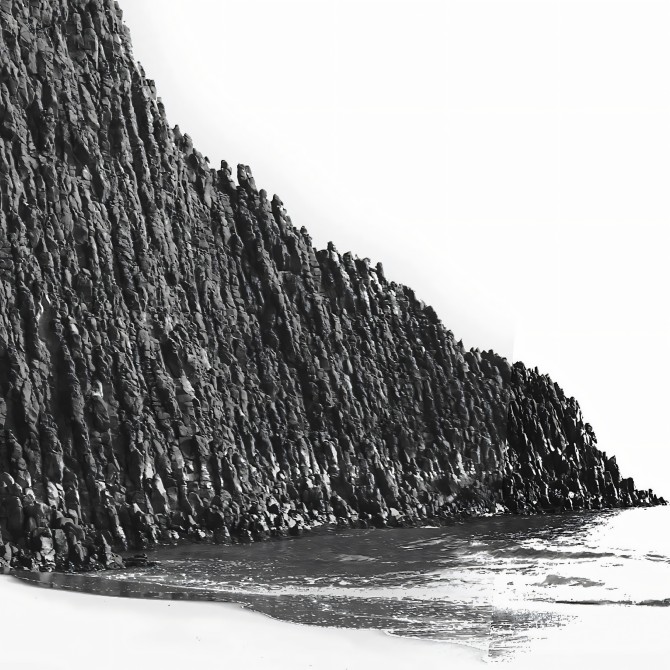 Póster fotográfico en papel ecológico texturizado de Playa Punta del Barronal. Cabo de Gata. Blanco y negro. Lokoloko