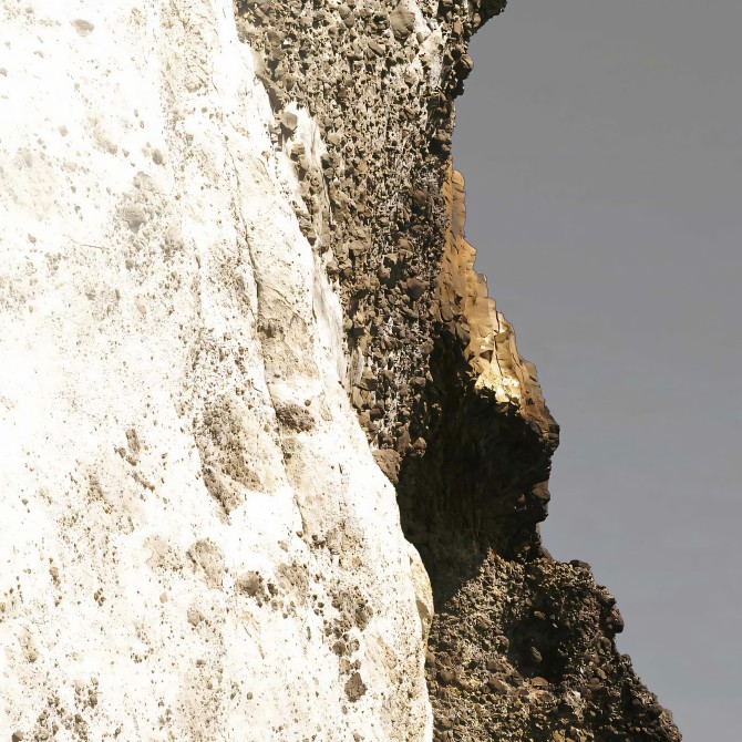 Photographic poster on textured eco-friendly wallpaper the Cliff Cala Chica in the Cabo de Gata Níjar Park, color. vertical.