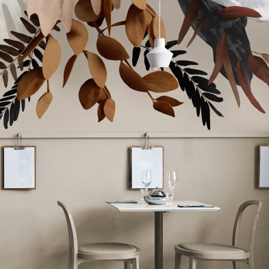 Glam - Mural de Vinilo autoadhesivo lavable para restaurantes locales hojas colores lokoloko