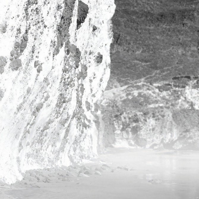 Photographic poster on textured eco-friendly wallpaper. Cliff Cala Chica. Black and white. Lokoloko