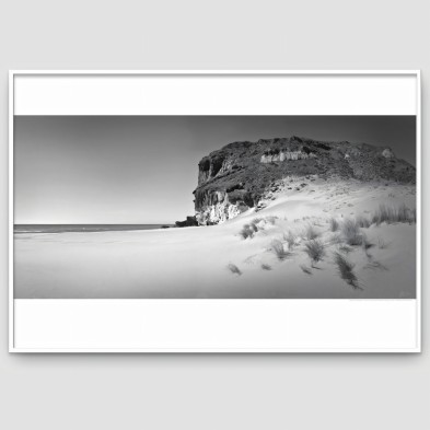 Photographic poster on textured eco-friendly wallpaper of Small Cove in Cabo de Gata Natural Park, black & white. Lokoloko