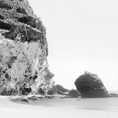 Póster fotográfico en papel ecológico texturizado. Punta de Cala Grande Parque Natural Cabo de Gata, blanco y negro. lokoloko