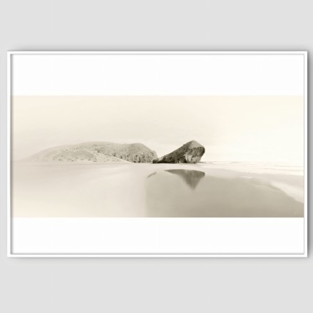 Photographic poster on textured eco-friendly wallpaper of Mónsul beach in the Cabo de Gata Natural Park, Almería. Sepia tone.