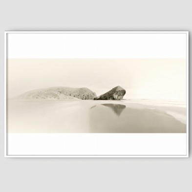 Photographic poster on textured eco-friendly wallpaper of Mónsul beach in the Cabo de Gata Natural Park, Almería. Sepia tone.