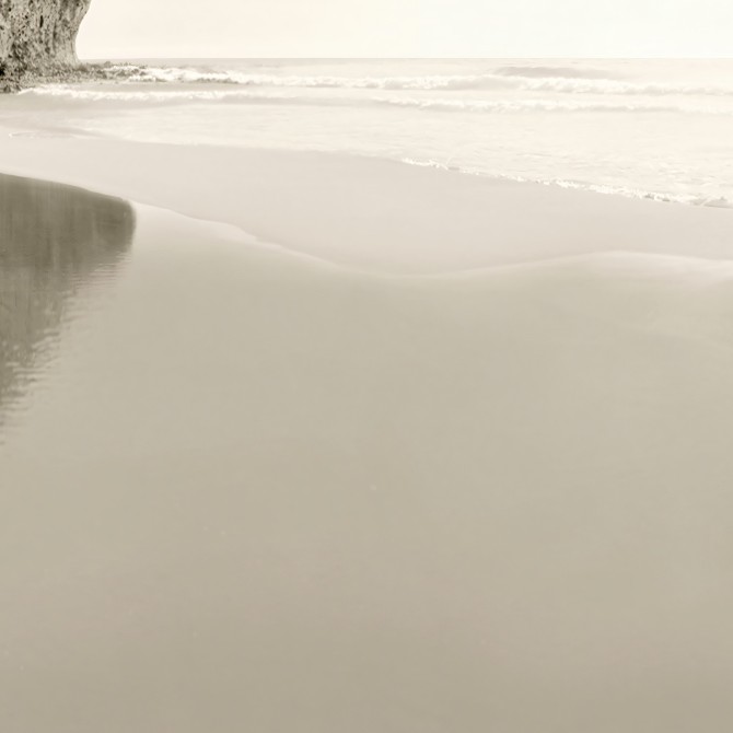 Photographic poster on textured eco-friendly wallpaper of Mónsul beach in the Cabo de Gata Natural Park, Almería. Sepia tone.