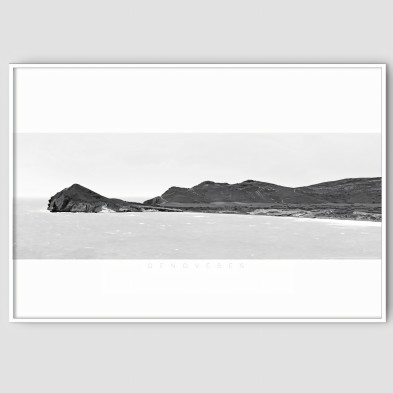 Photographic poster on textured eco-friendly wallpaper. Bay and Morrón de los Genoveses. Black and white. Lokoloko